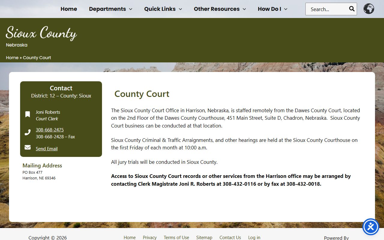Sioux County court records after arrest county court page